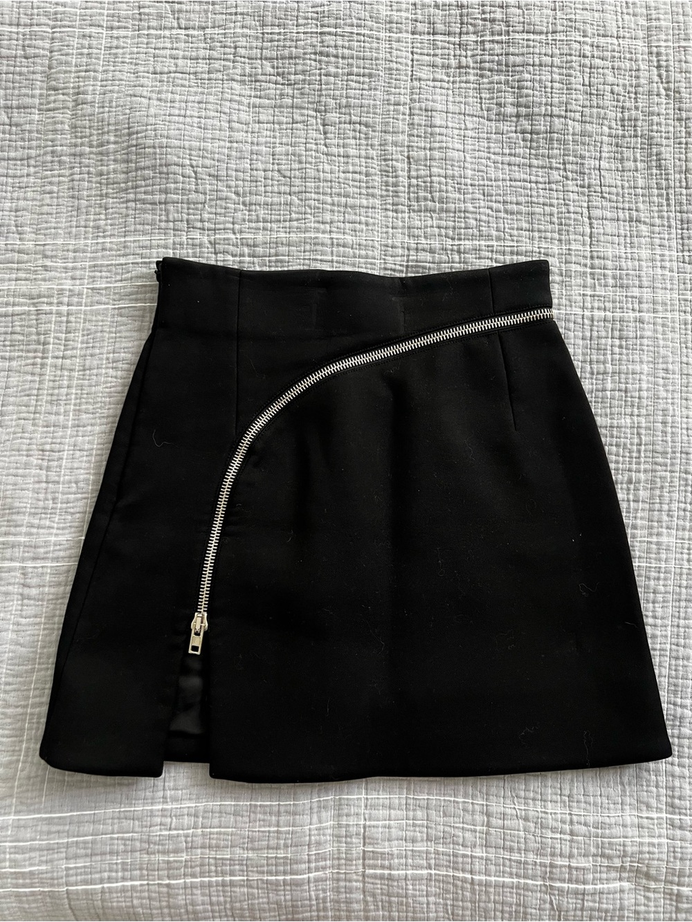 Alexander Wang Black A-Line Mini Skirt with Asymmetric Zip